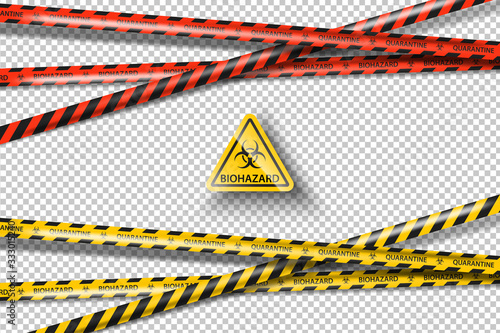 Cuadros en Lienzo Vector biohazard danger yellow black tape isolated on transparent background