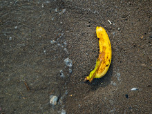 Discarded Banana Peel On The Beach