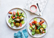 © Nadine Greeff/Stocksy - Mediterranean Inspired Vegan Falafel Meal