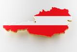 Fototapeta  - Austria map image with flag. Land plot of Austria. Austria flag on a map. 3d render