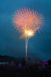 Beautiful Fireworks at the Riverside in Japanese Summer Season