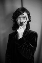 Portrait Of A Girl In The Velvet Jacket With Magnifier