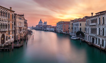 Venice Sunrise Over Academia Bridge On Beautiful Winter Morning