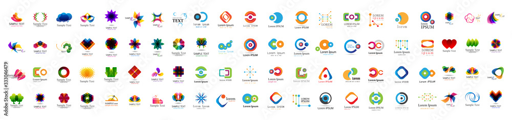 Abstract Logo And Icon Set. Elements Collection Isolated On White - Vector. Flat Icons For Business Template Logo, Square Elements, Website, Business Symbol And Circle Elements. Abstract Medical Logo - obrazy, fototapety, plakaty 