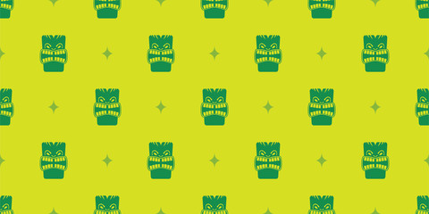 Tiki Wallpaper Pattern | Mid-Century Polynesian Repeating Pattern | Tiki Bar Wall Design | Seamless Tropical Background | Retro Style