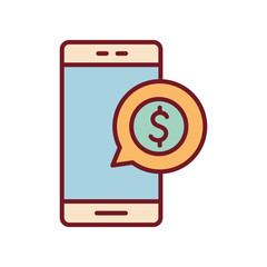 Sticker - Isolated smartphone with dollar bubble line and fill style icon vector design