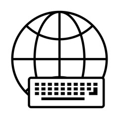 Sticker - sphere browser with keyboard line style icon