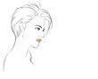 © jv - girl face short hair portrait. isolated on white background. hand drawn vector illustration