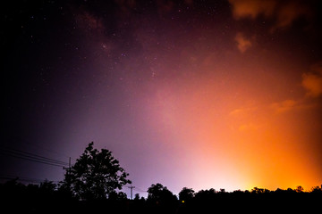 Wall Mural - milky way galaxy and starfield on night sky background, beautiful sky on summer night, bebula outer 