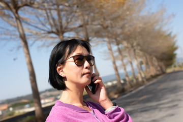 Sticker - Asian beauty talk on the cellphone