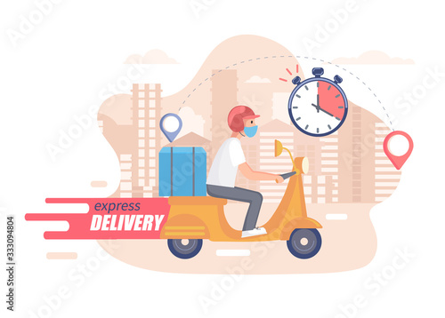 Fotomural Fast,free and healthy scooter delivery concept