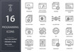 © lovemask - Programming line icons set. Black vector illustration. Editable stroke.