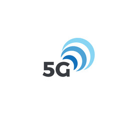 Aufkleber - Abstract signal icon, blue arc. 5g mobile logo template, flat concept logotype design for new generation of connection in mobile technology. Vector logo.