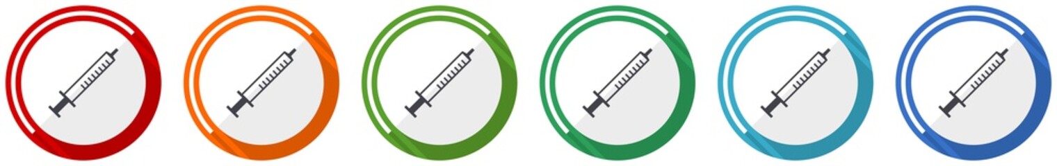 Aufkleber - Medicine icon set, flat design vector illustration in 6 colors options for webdesign and mobile applications