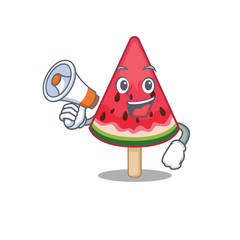 Canvas Print - An icon of watermelon ice creamholding a megaphone