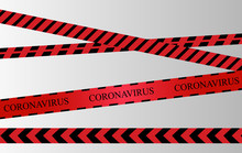 Caution Tape On Black Background. Do Not Cross Texted Yellow Crossed Ribbons With Light Effect. Warning Line In Flat Style, Dangerous Zone Sign, Vector Illustration.