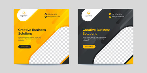 Wall Mural - Yellow and Black Rounded Shapes Corporate Business Instagram Banner