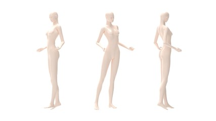 3D rendering of a mannequin person fashion model isolated