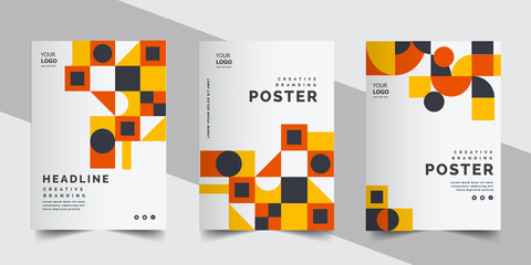 Wall Mural - Flyer brochure design template business cover geometric theme circles orange yellow color - Vector