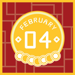 February 4, Calendar icon illustration isolated sign symbol, Sale promotion.