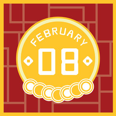 February 8, Calendar icon illustration isolated sign symbol, Sale promotion.