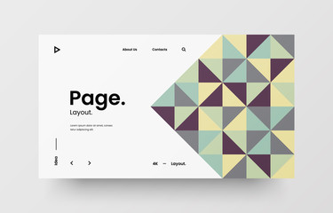 Wall Mural - Creative horizontal website screen part for responsive web design project development. Abstract geometric pattern banner layout mock up. Corporate landing page block vector illustration template.