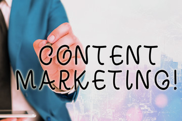 Word writing text Content Marketing. Business photo showcasing involves creation and sharing of online material