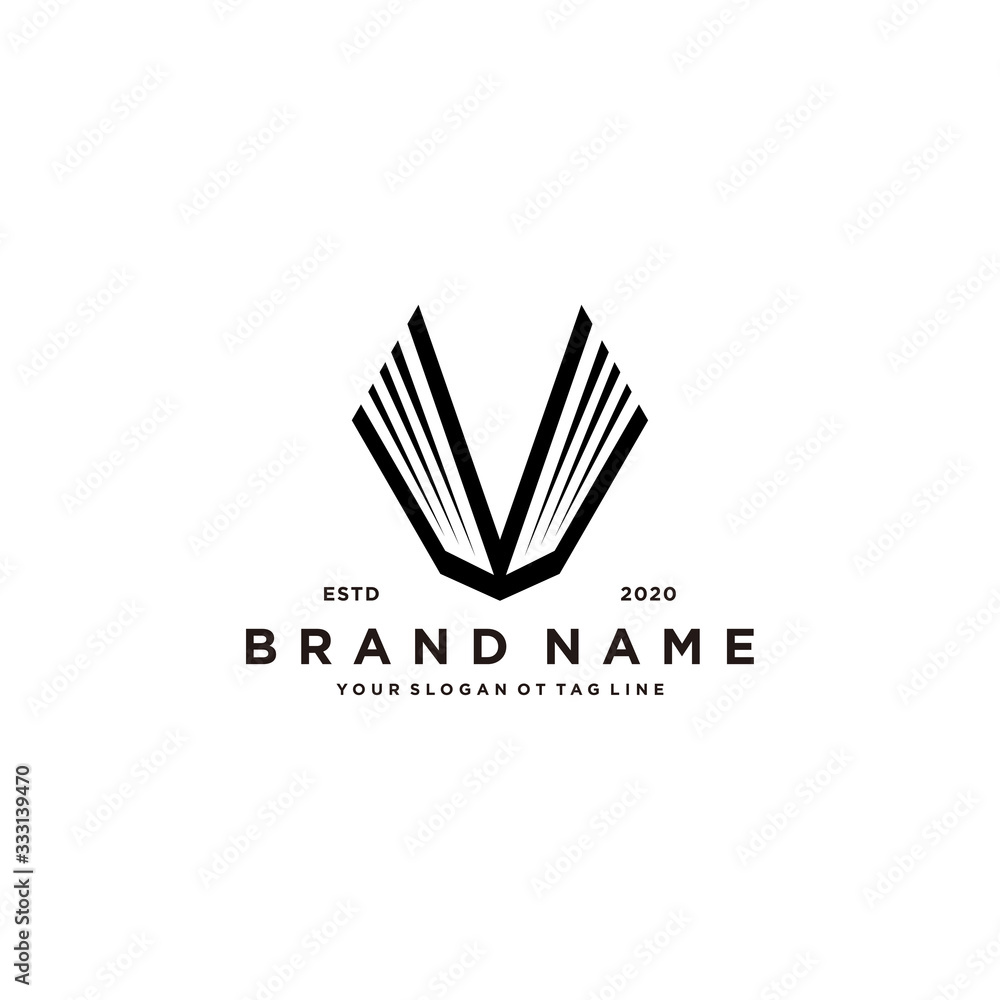 letter V and book logo design vector Stock Vector | Adobe Stock