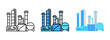 oil refinery icon set isolated on white background for web design