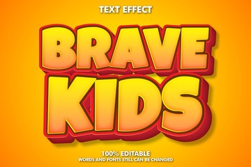 Wall Mural - Brave kids, editable cartoon text effect