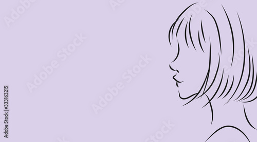 女性の横顔 パープル背景のシンプルおしゃれイラスト Stock ベクター Adobe Stock