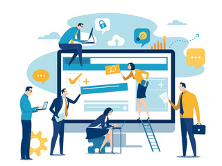 Web development team vector illustration. 