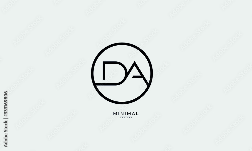 Alphabet letter icon logo DA - obrazy, fototapety, plakaty 