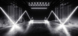 Sci Fi Futuristic Smoke Background Concrete Cement White Electric Neon Led Laser Glowing Lights Dark Night Studio Showcase Hallway Warehouse Stage Podium Cyber 3D Rendering