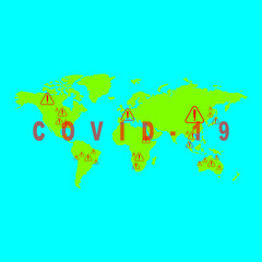  map of the world alerting to Covid 19 pandemic