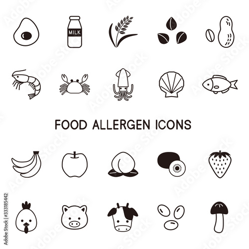 アレルギー 食品 アイコン 白黒 Vector Eps Stock Vector Adobe Stock