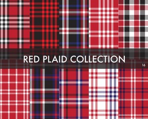 Red Plaid Tartan Checkered Seamless Pattern Collection