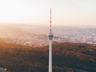 Wall Mural - Aerial shot of the TV Tower in Stuttgart, Germany