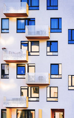 Canvas Print - Facade with Windows of Modern residential apartment and flat building