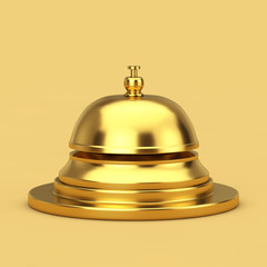 Poster - Golden Hotel Service Bell Call on a Golden Pedestal. 3d Rendering