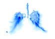 Watercolor illustration. Lungs. The print with watercolors. Blue.
