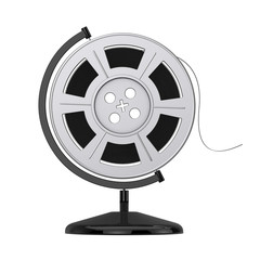 Poster - Film Reel with Cinema Tape in the Shape of Earth Globe. 3d Rendering