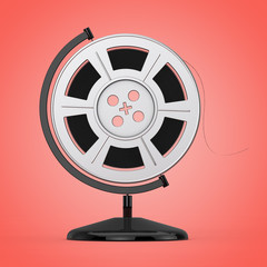 Poster - Film Reel with Cinema Tape in the Shape of Earth Globe. 3d Rendering