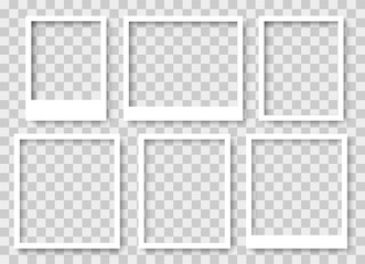 Wall Mural - collection of photo frames on a transparent background. vector