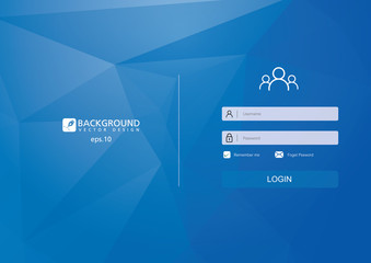login form menu with simple line icons. low poly background. website element for your web design