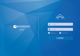 login form menu with simple line icons. low poly background. website element for your web design