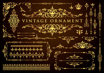 Wall Mural - vintage ornament set. floral decorative frames and borders.