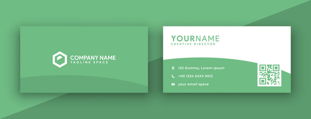 Wall Mural - green business card design. double sided business card template. vector illustration stationery design