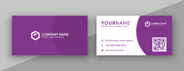 Wall Mural - flat purple business card design . modern and clean business card design template vector