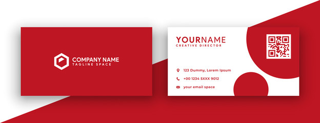Wall Mural - red and white business card design. flat circle business card style